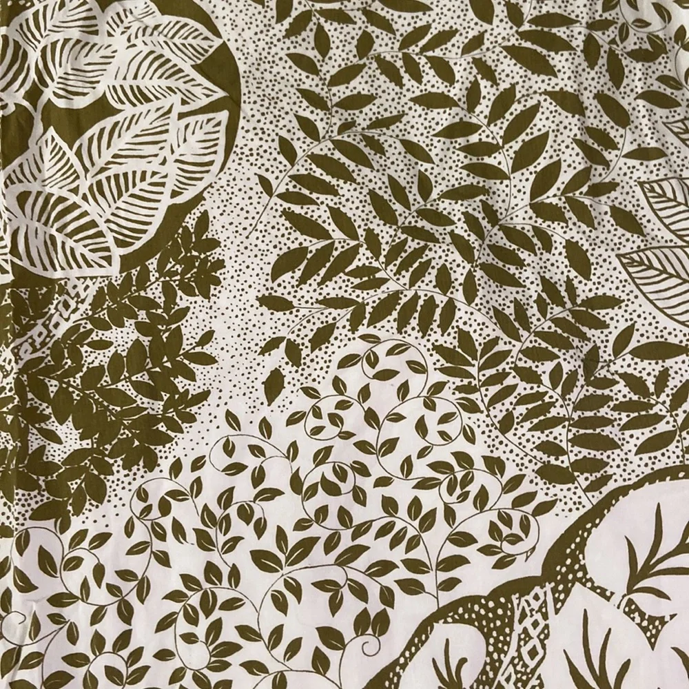 Crate&Barrel Duvet Cover and Shams Set Olive Green Trees and Leaves.